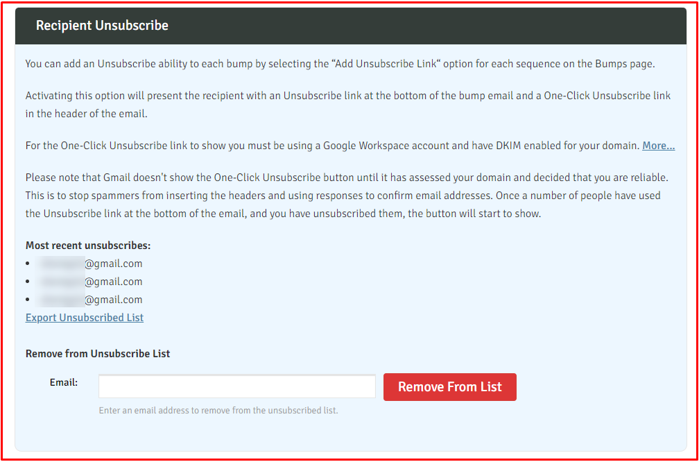 One-click unsubscribe link button