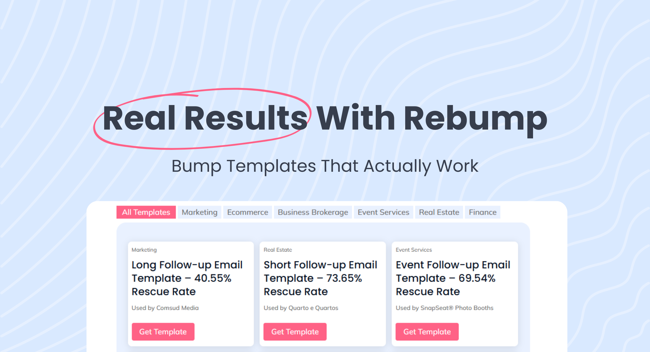 Real Results with Rebump: Proven Follow-Up Email Templates At Rebump, we understand the power of the perfect follow-up. That’s why we’ve created a Bump Templates Library filled with real-world examples that have proven success rates. These templates have been used by various businesses, each achieving remarkable results in their follow-up campaigns. Let’s dive into some of our top-performing templates and see how they can help elevate your email strategy.